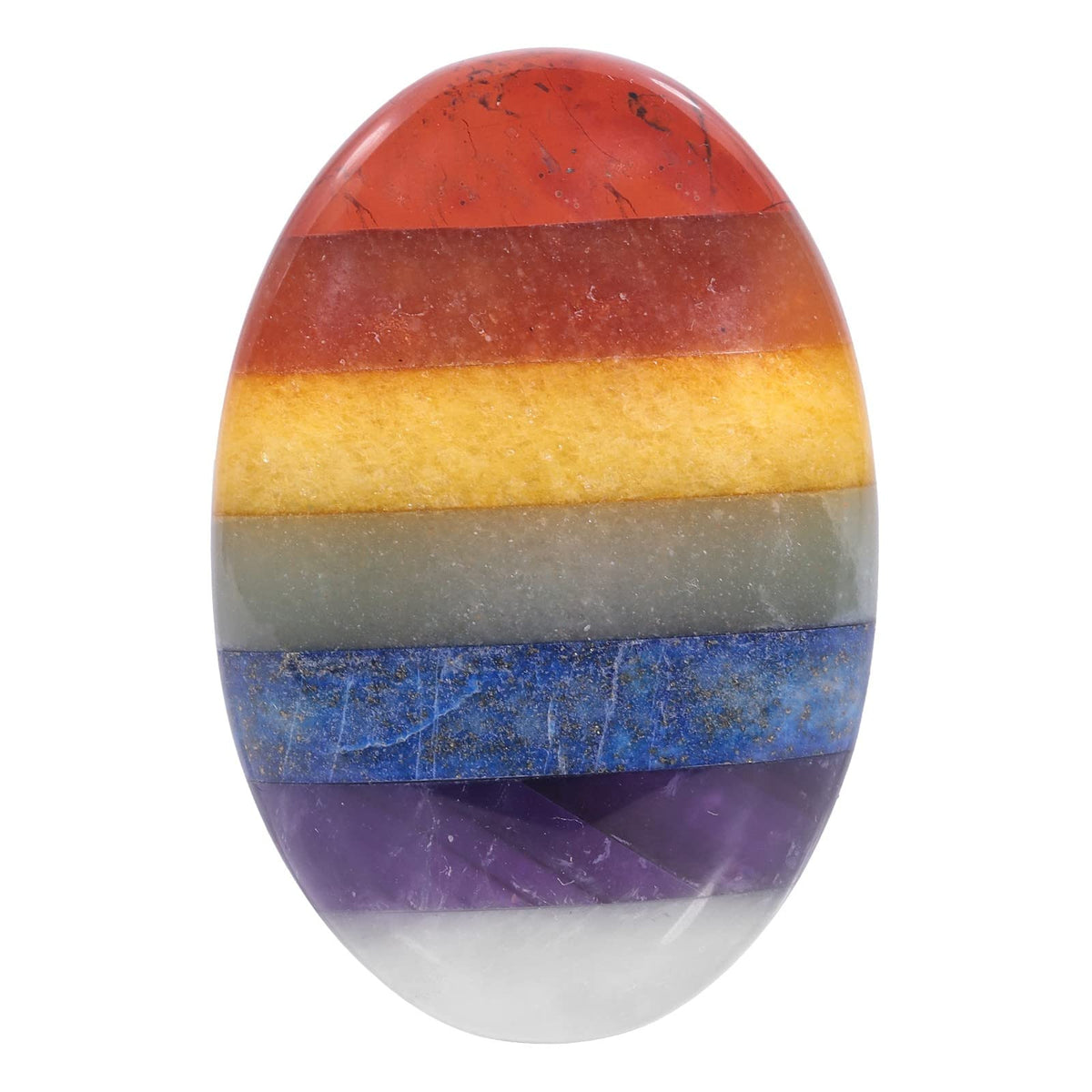 SUNYIK 7 Chakra oval thumb worry stone close-up for calming meditation
