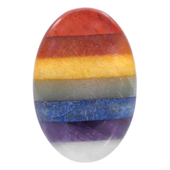 SUNYIK 7 Chakra oval thumb worry stone close-up for calming meditation