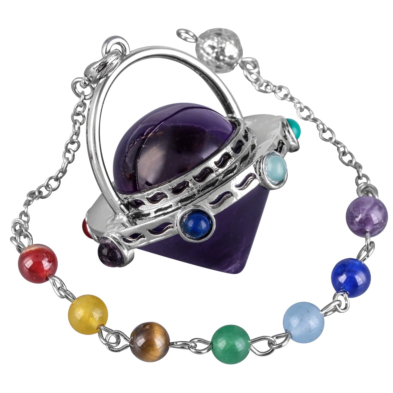 SUNYIK amethyst crystal point pendulum with faceted pendant supports divination and focus