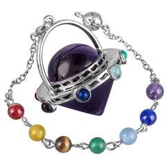 SUNYIK amethyst crystal point pendulum with faceted pendant supports divination and focus