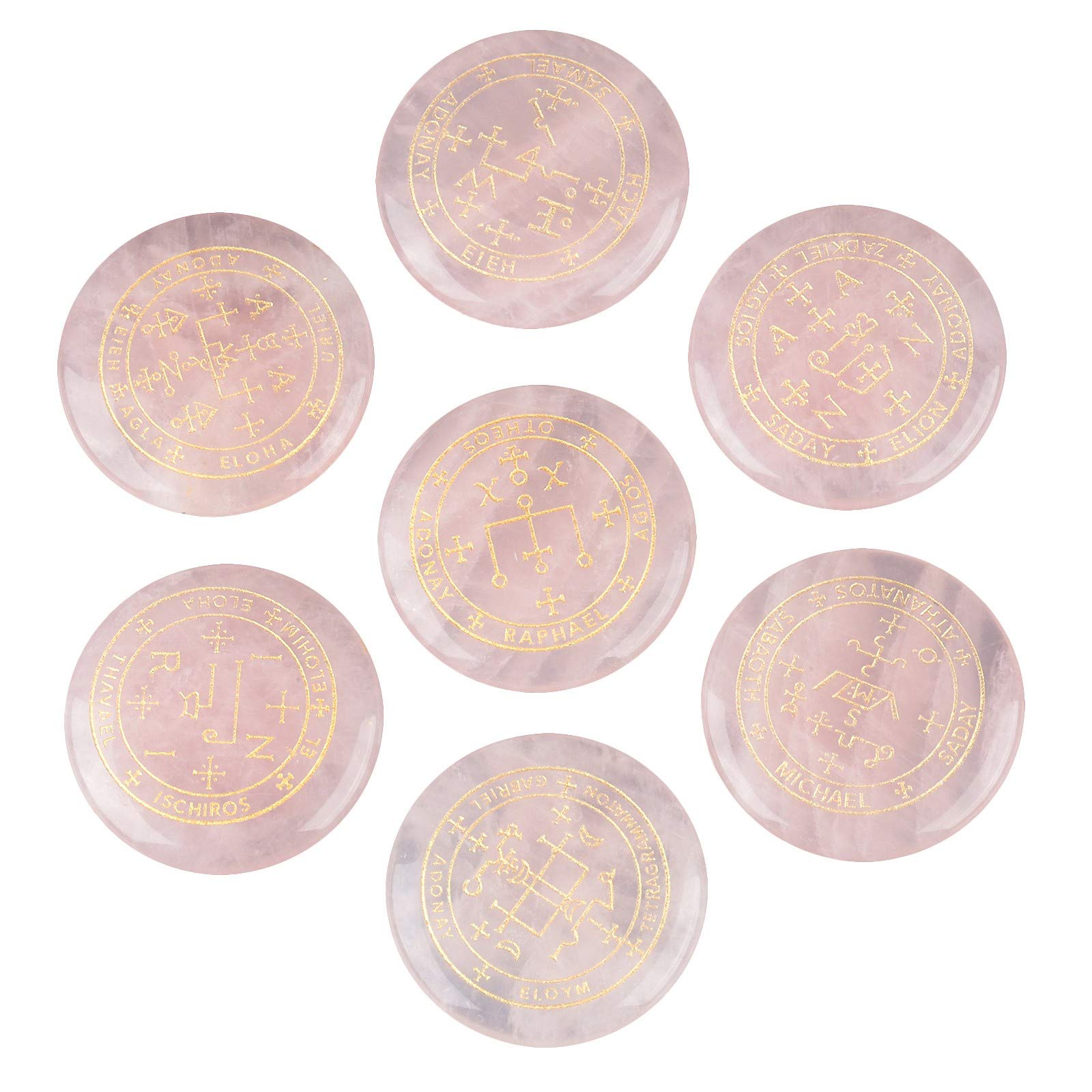 SUNYIK archangel Gabriel sigil palm stone in rose quartz for calming focus