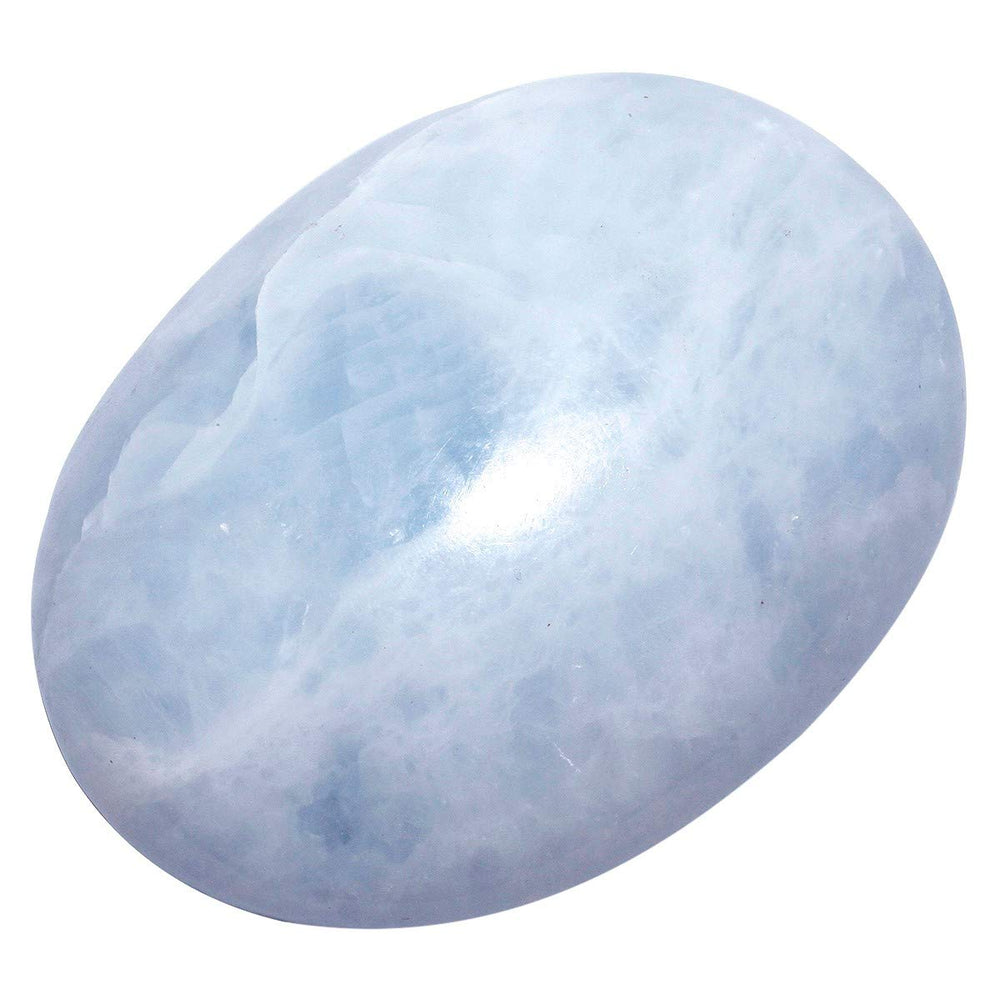 SUNYIK blue celestite palm stone pocket for calm and focus on the go