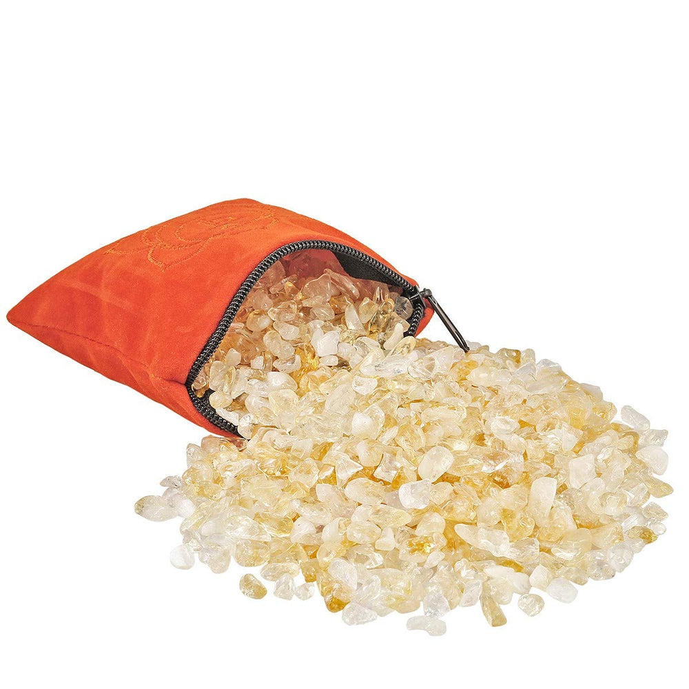 SUNYIK Citrine chip stones close-up for crystal grids and energy balance