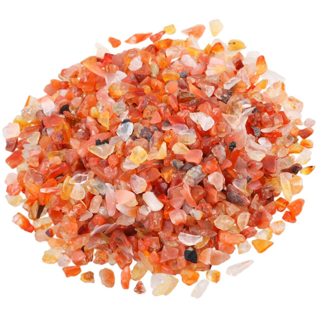 SUNYIK Crushed carnelian chip stones 0.1 to 0.5 inches for DIY projects