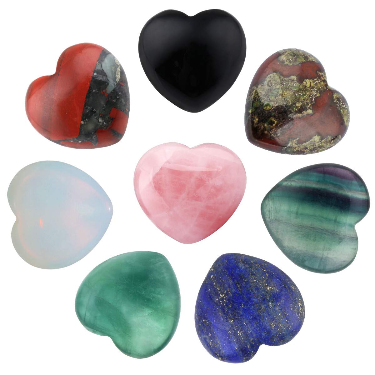 SUNYIK crystal heart set with eight stones, vivid veins, ideal for calming mindfulness