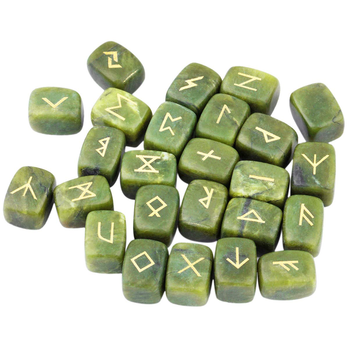 SUNYIK elder Futhark rune set with gold engraving for meditation and divination