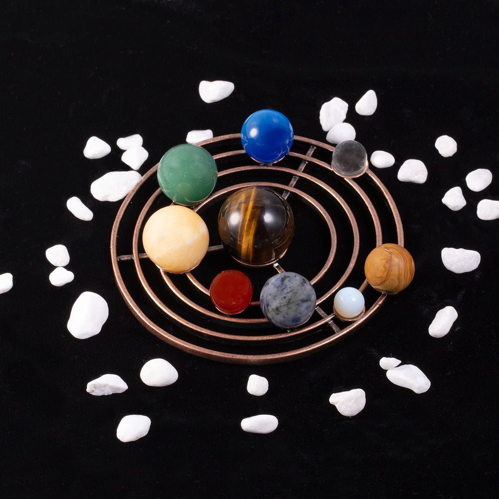 SUNYIK energy crystal balls suggest calm focus and mood enhancement in workspaces.