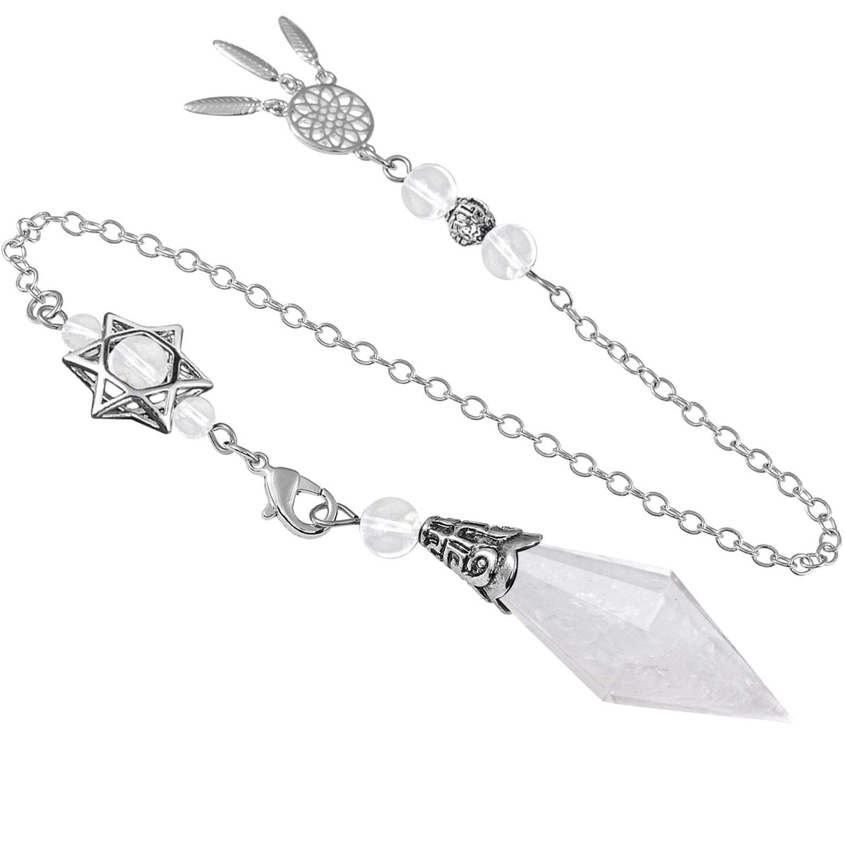 SUNYIK faceted crystal point pendulum for divination and meditation.