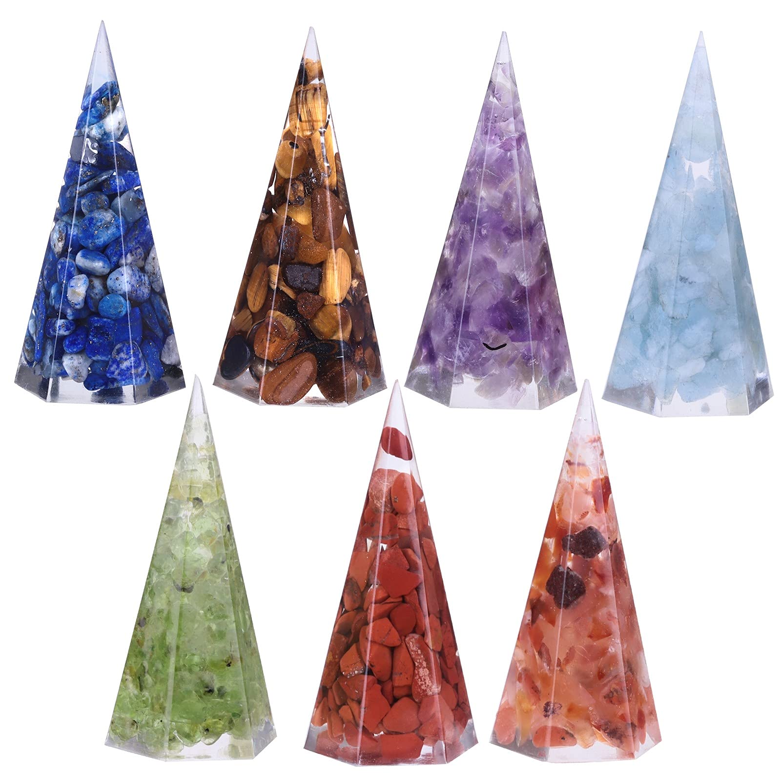 SUNYIK mini 7 chakra orgone pyramid top view highlights energy balance