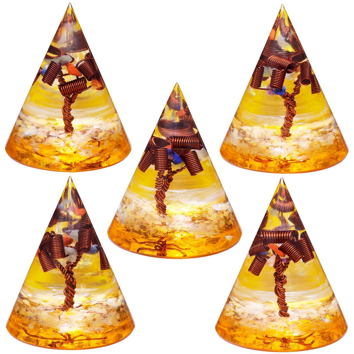 SUNYIK Orgone Pyramid desk decor adds color and calm to spaces