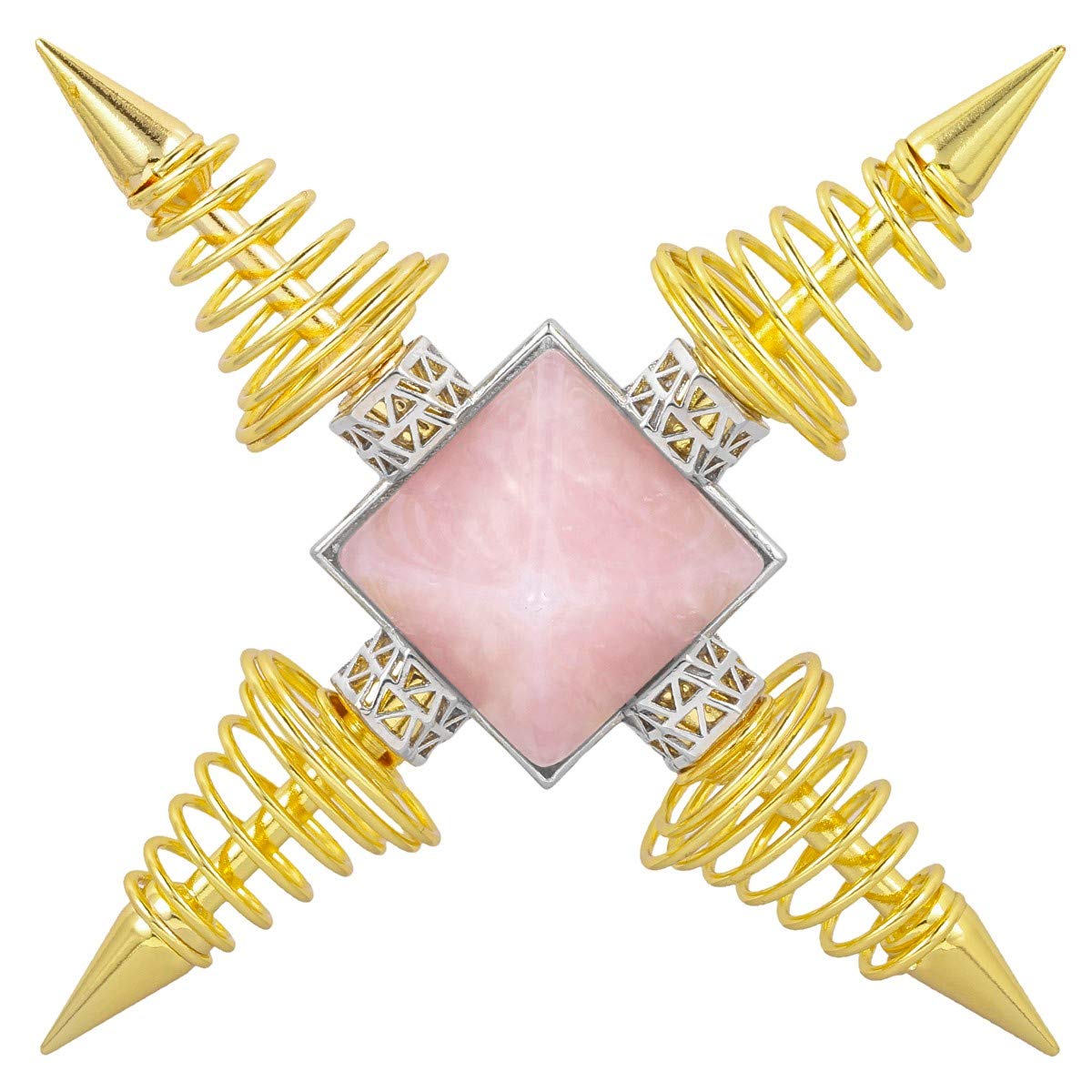 SUNYIK pyramid crystal energy generator with rose quartz for meditation and grid work.