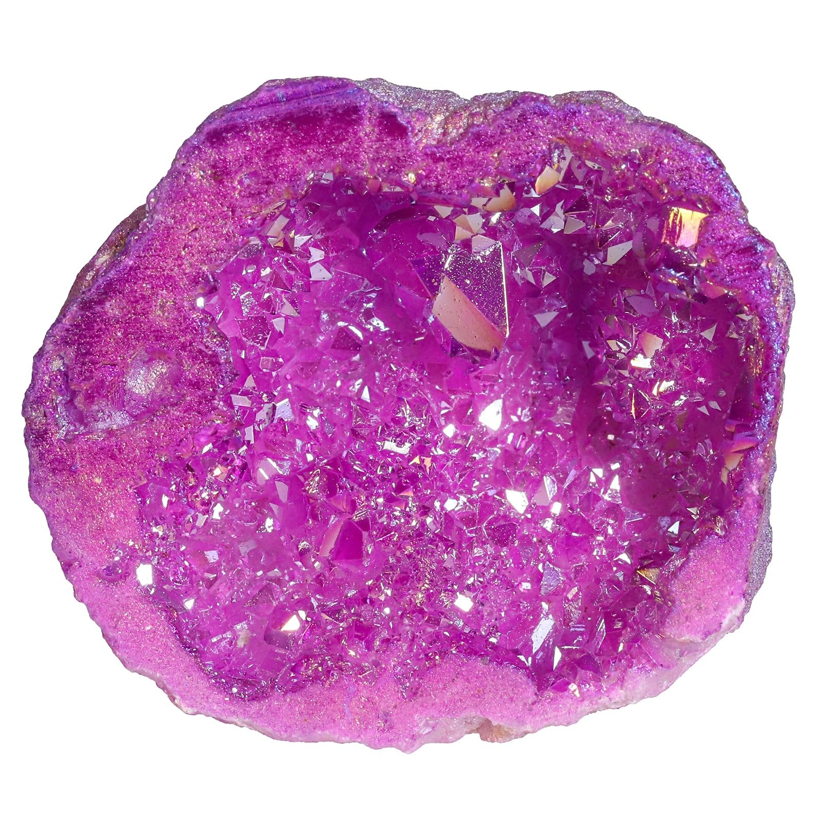 SUNYIK rainbow quartz geode cluster shimmering on desk for energizing decor