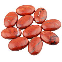 SUNYIK Red Jasper oval palm stone enhances focus during yoga.
