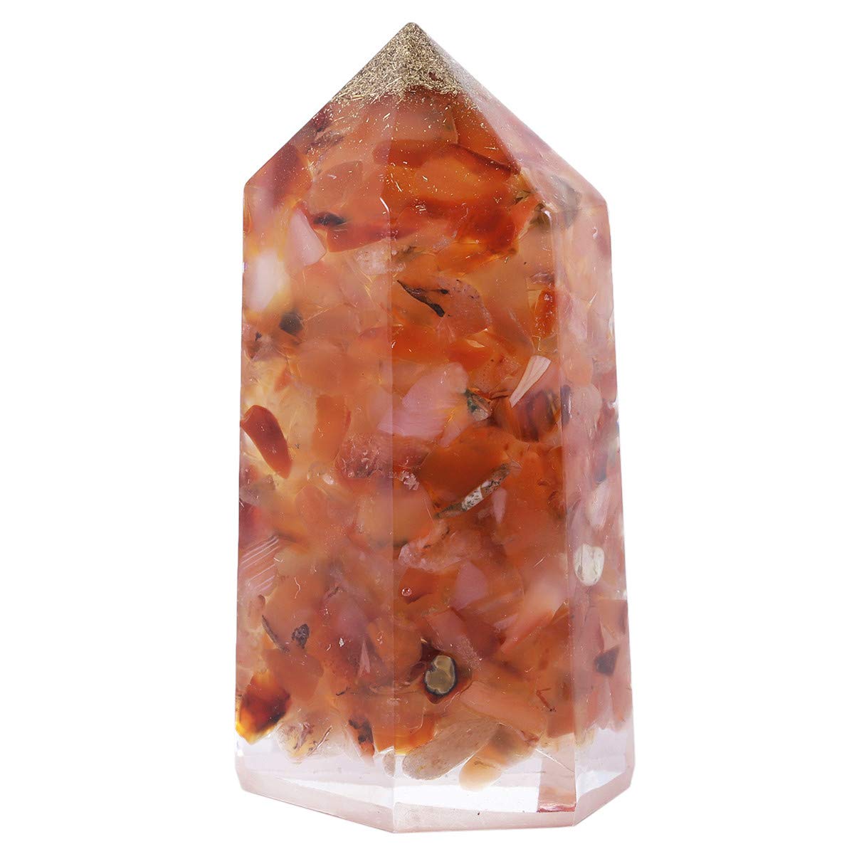 SUNYIK resin orgone wand with Carnelian tip for focused meditation.