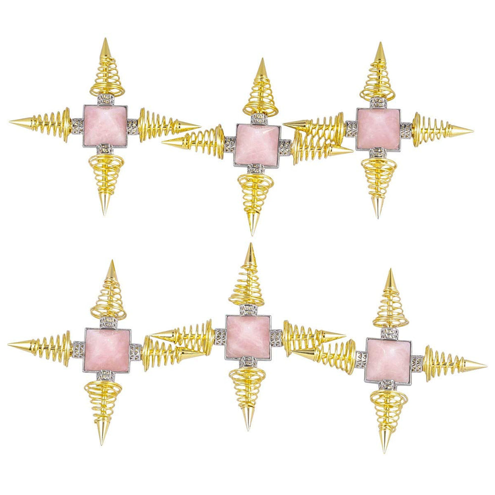 Rose quartz pyramid close-up highlighting the four-direction energy and apex focus.