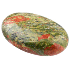 SUNYIK Unakite worry stone in hand, a pocket companion for focus and stress relief.