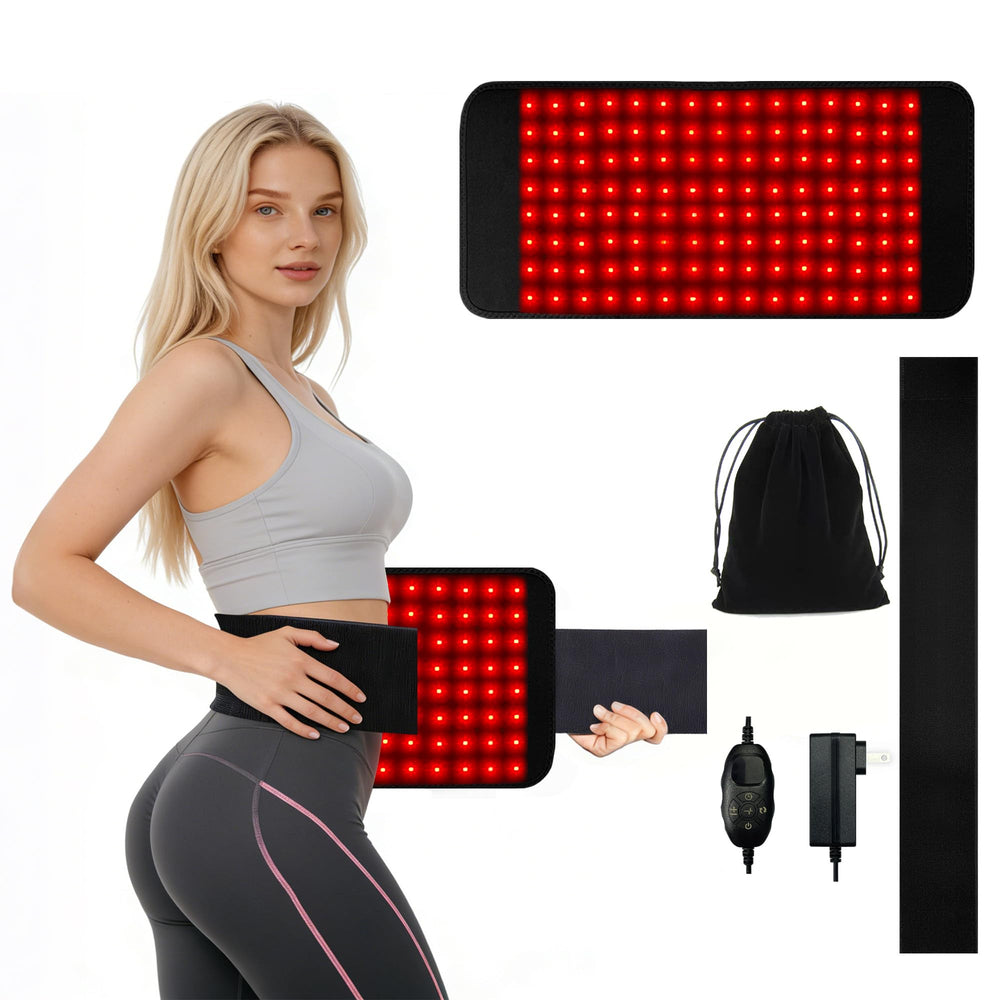 Suokeay red light therapy belt back wrap delivers targeted warmth for tense back muscles.