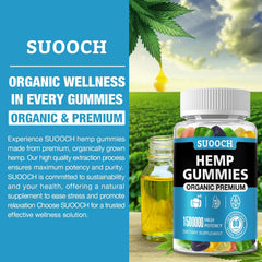 SUOOCH hemp gummy closeup shows texture and ease of use.