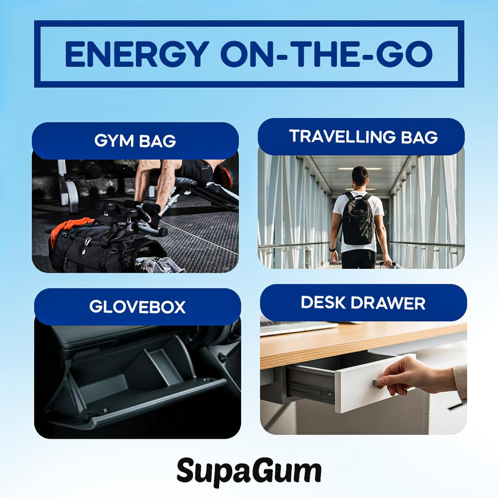SupaGum travel-friendly pack for workouts and study