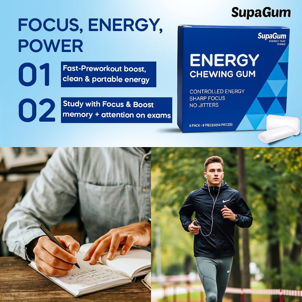 SupaGum vegan sugar-free label signals keto-friendly energy