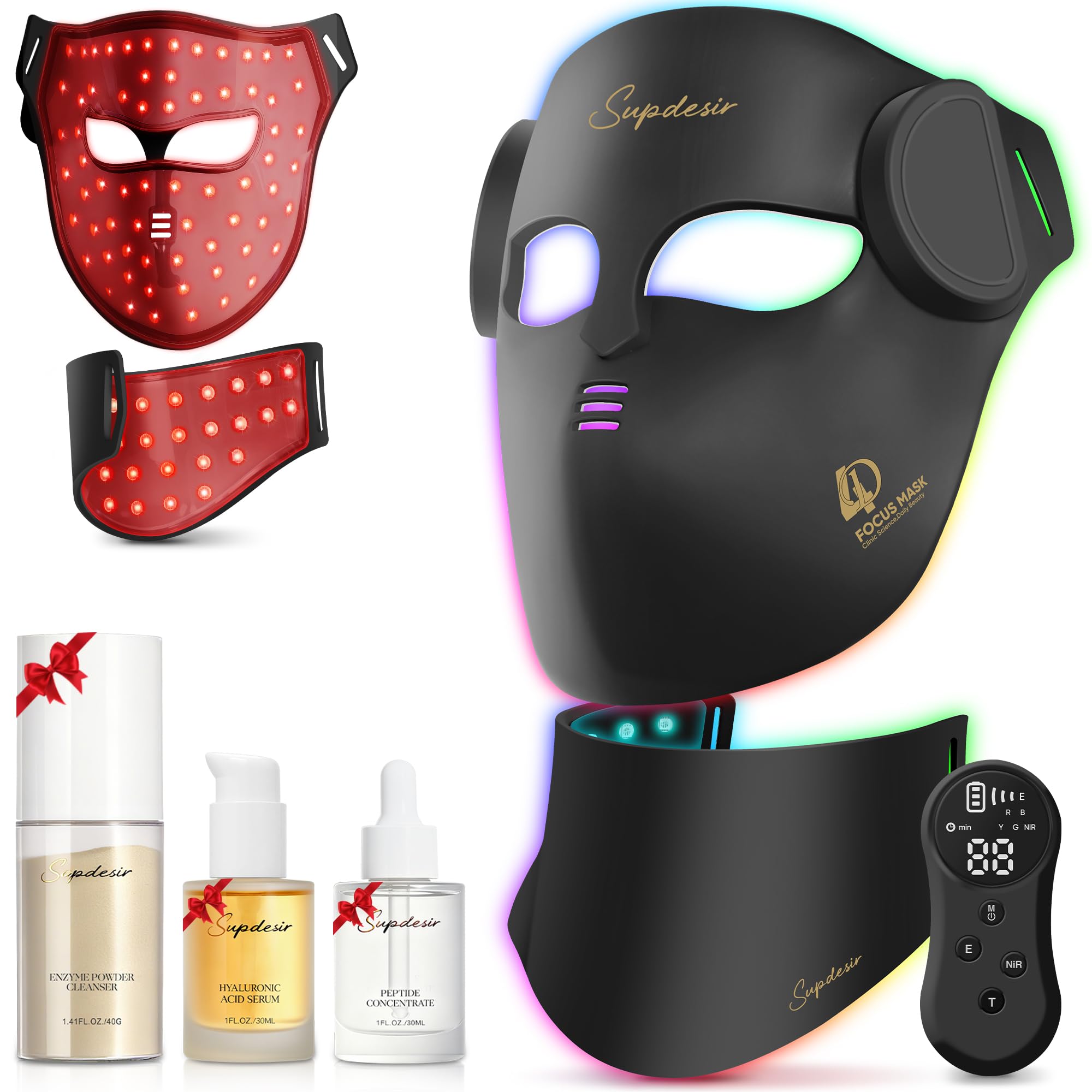 SUPDESIR red light face neck device in use for at-home skin rejuvenation