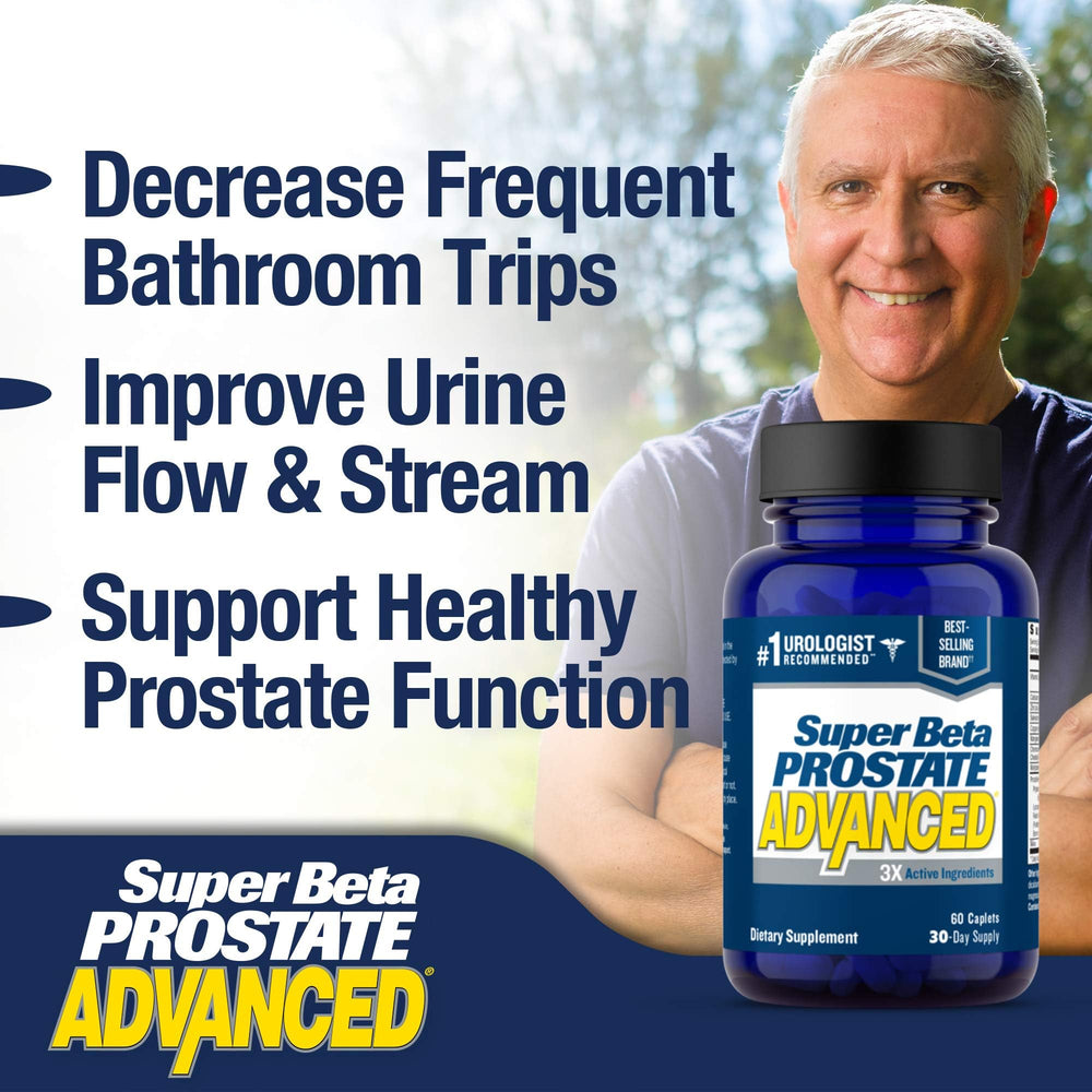 SUPER BETA PROSTATE Advanced capsules closeup ready for daily dosing.