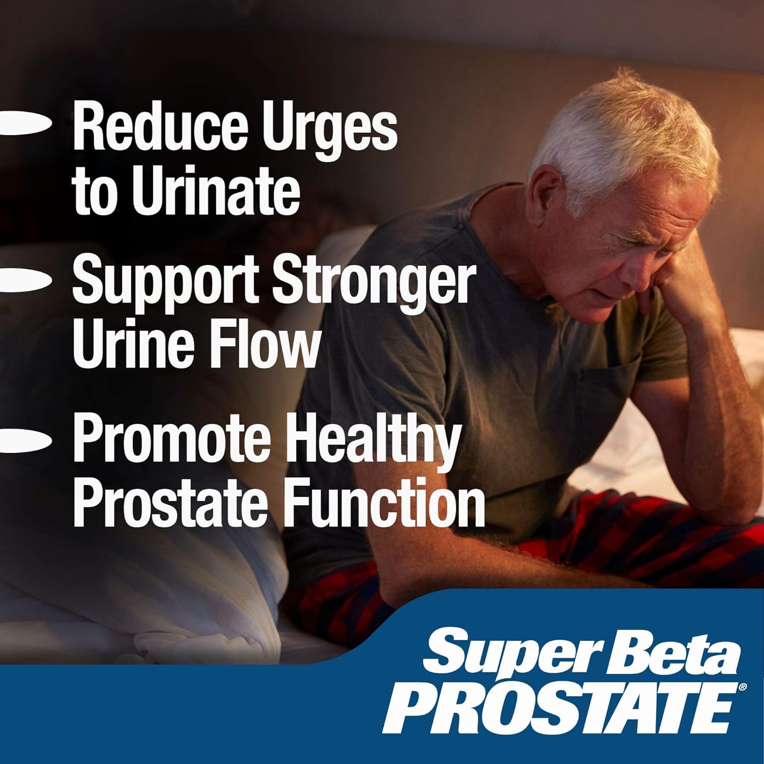 Super Beta Prostate bottle pour illustrating easy daily dosing.
