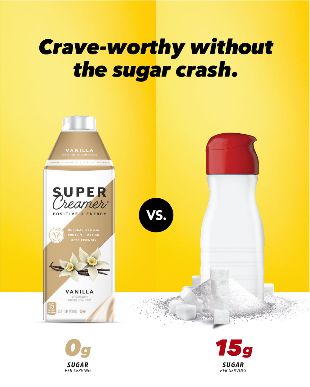 Packaging of SUPER COFFEE Vanilla Creamer showing the six-pack.