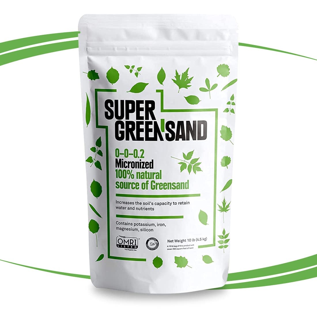 Super Greensand micronized powder in an open bag for soil amendment and healthier soil.