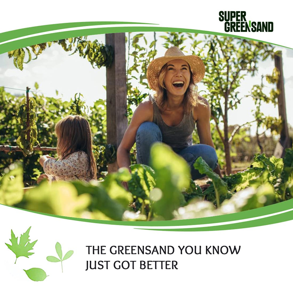 OMRI and CDFA label on Super Greensand confirming organic gardening compatibility.