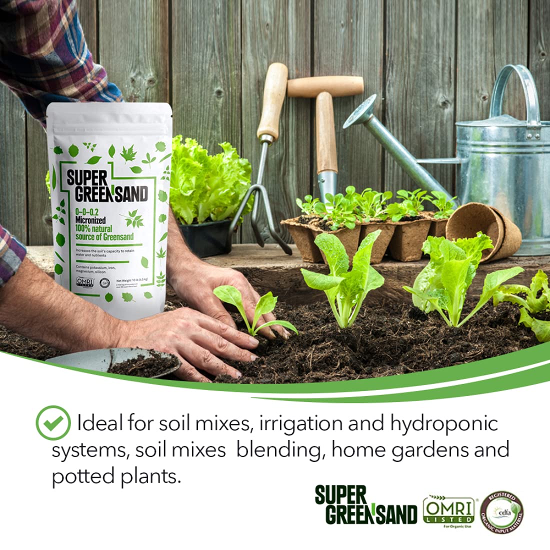 Soil being spread with Super Greensand as an easy top-dress for better soil health.
