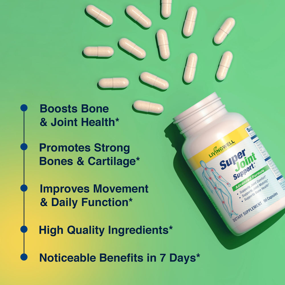SUPER JOINT SUPPORT bottle-with-dosage-scoop demonstrates easy dosing