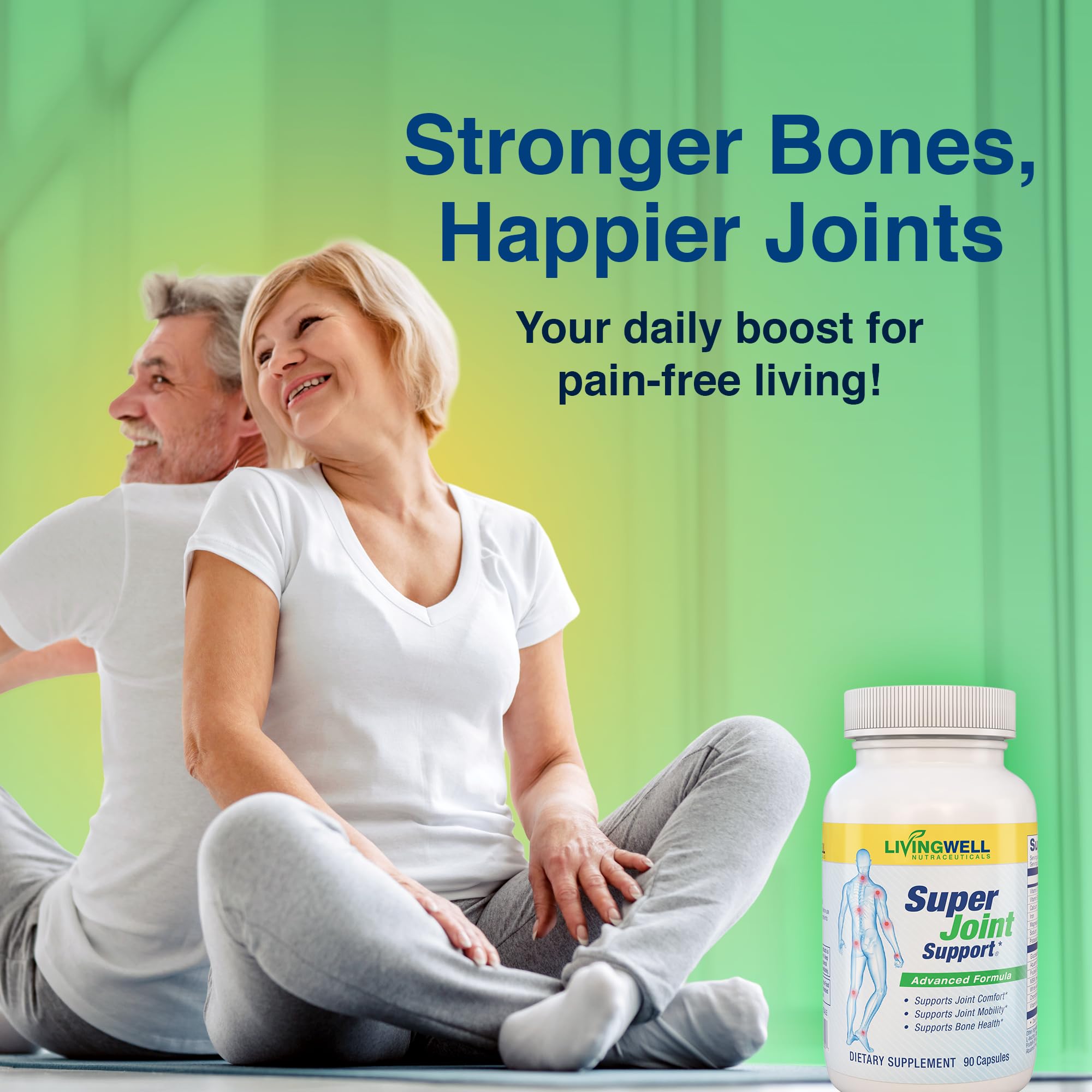 SUPER JOINT SUPPORT packaging-box shows gluten-free formula