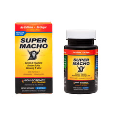 Super Macho softgel bottle front with zinc and B vitamins for daily vitality.