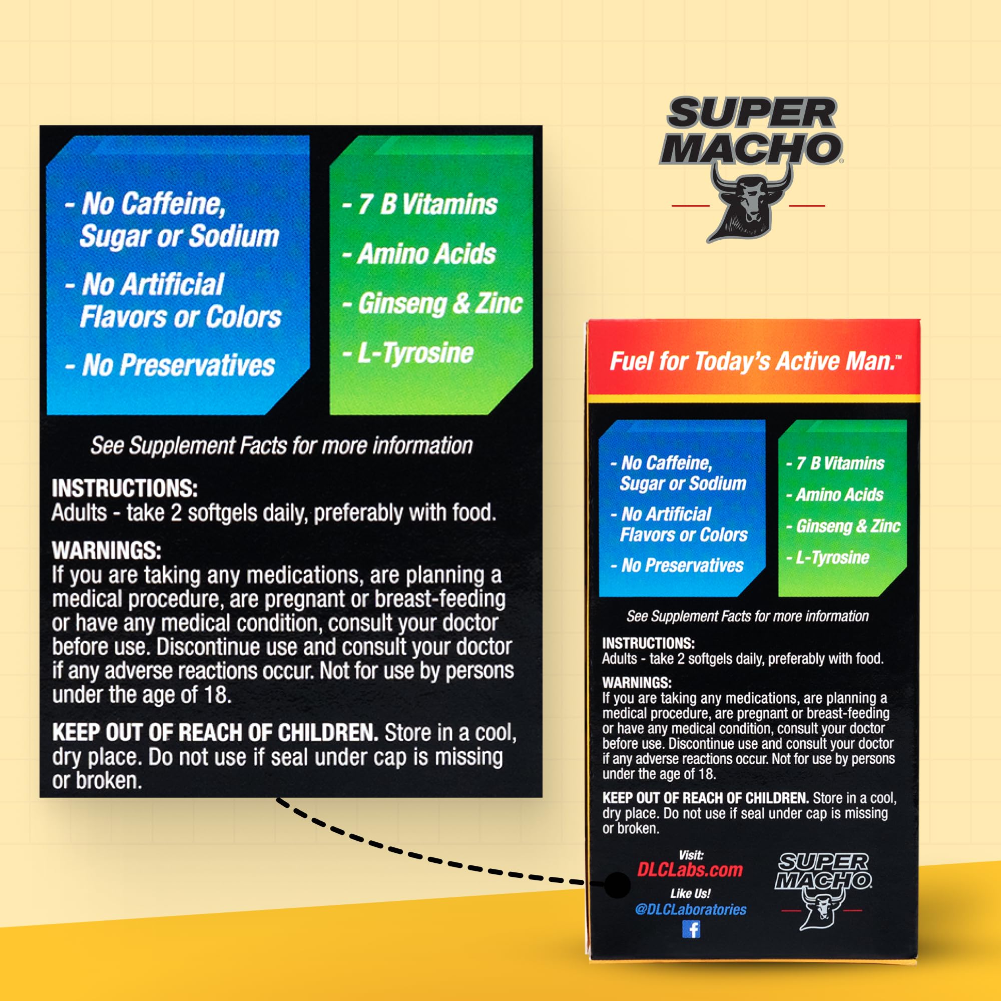Ginseng and amino acids panel shows energy support without stimulants.