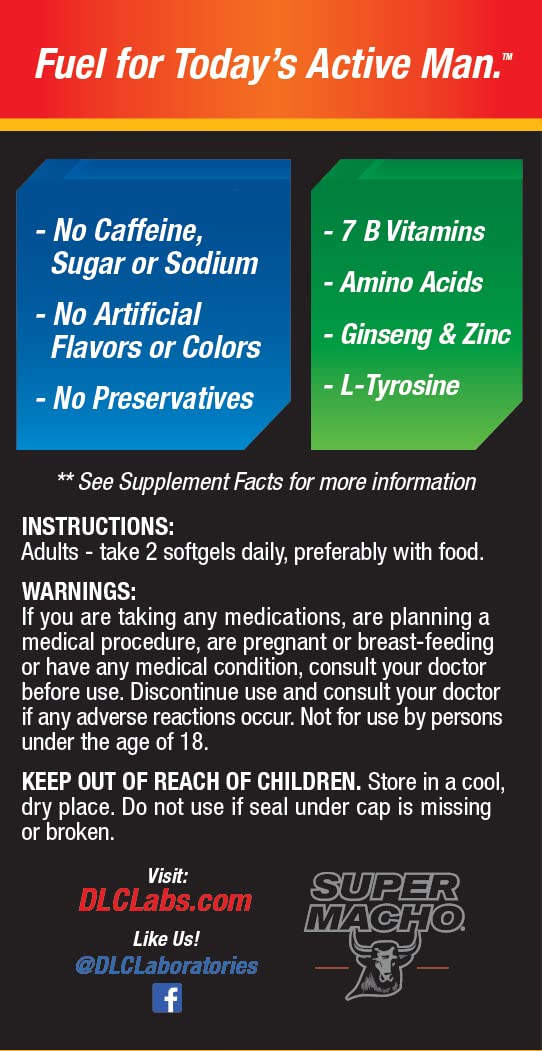 Super Macho close-up of zinc and ginseng icons signaling potency.