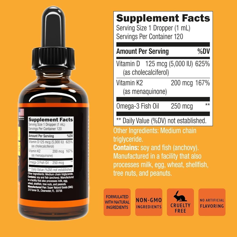 Lifestyle shot shows daily routine with vitamin D3 K2 drops.