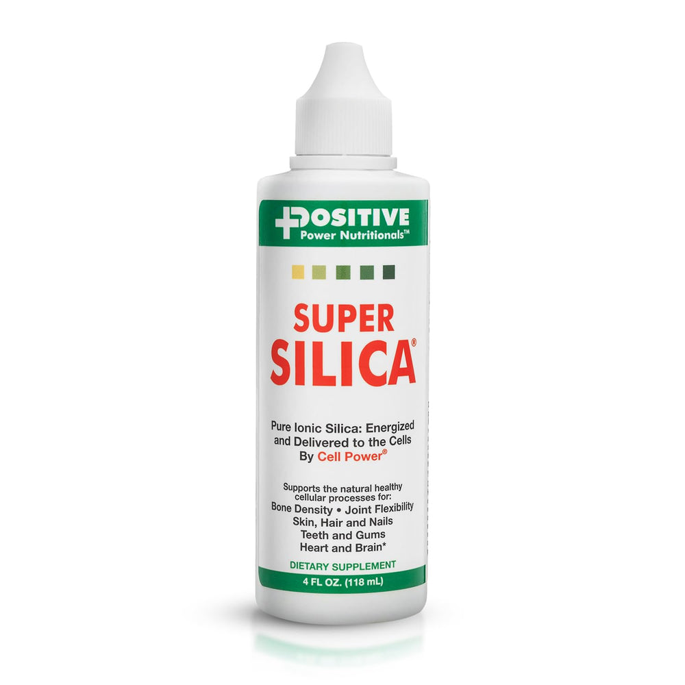 Super Silica liquid bottle with dropper for easy daily dosing.