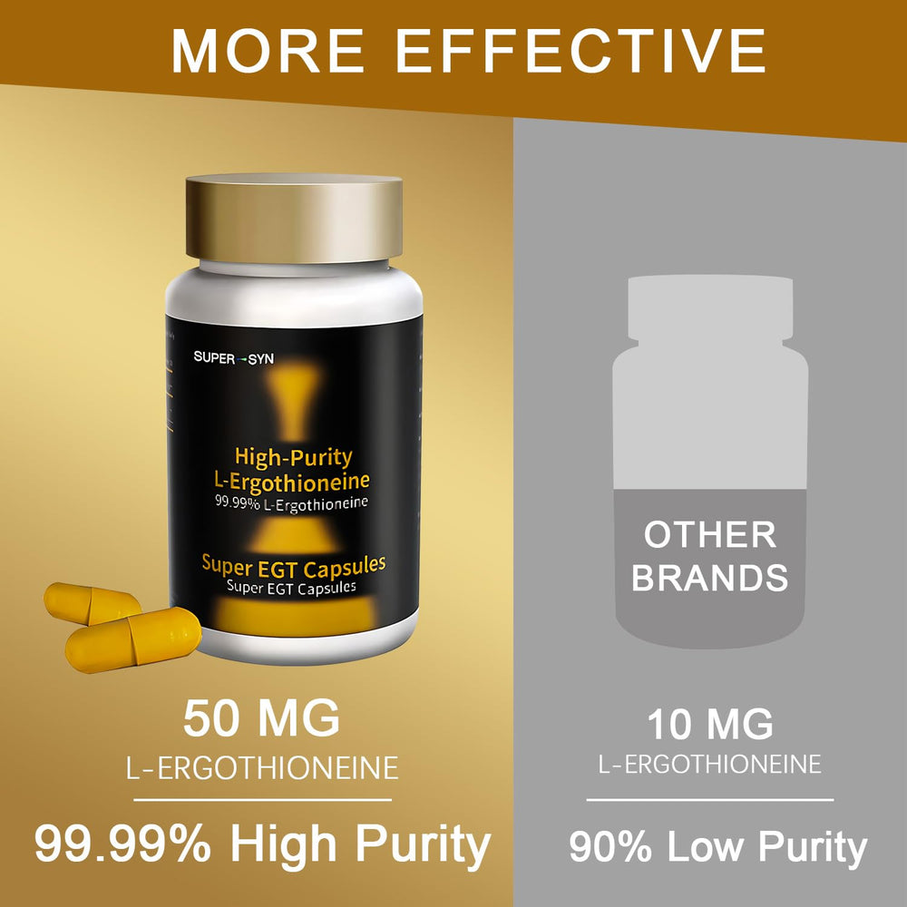 SUPER-SYN L-Ergothioneine label detail noting gluten-free and non-GMO ingredients