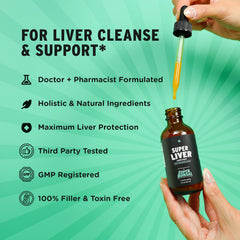 SuperBonsai Super Liver label close-up highlights the milk thistle blend.