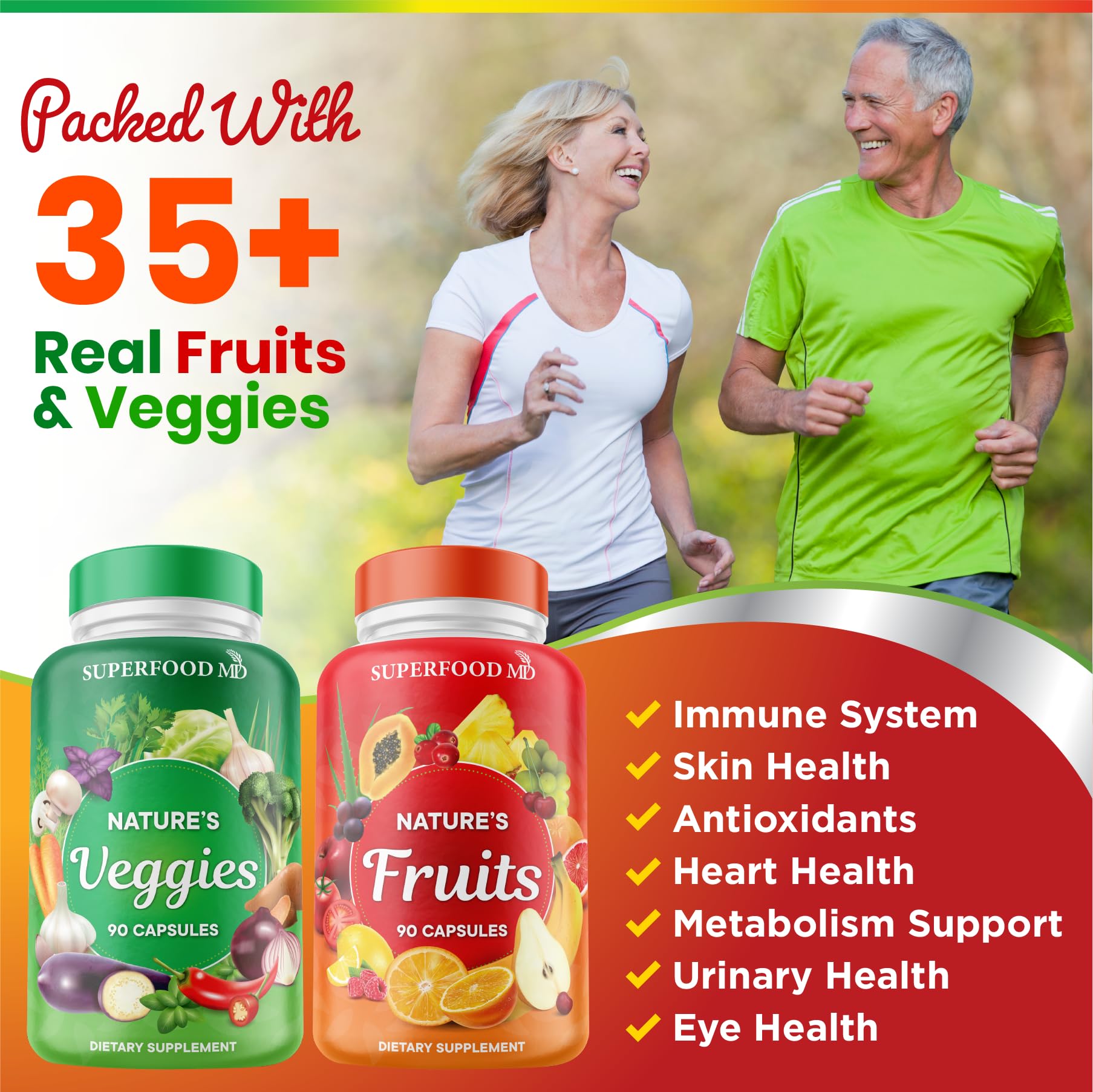 Superfood MD 180 fruit-veggie label closeup highlighting natural ingredients