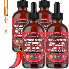 Superfood MD Cayenne drops bottle pour for daily vitality.