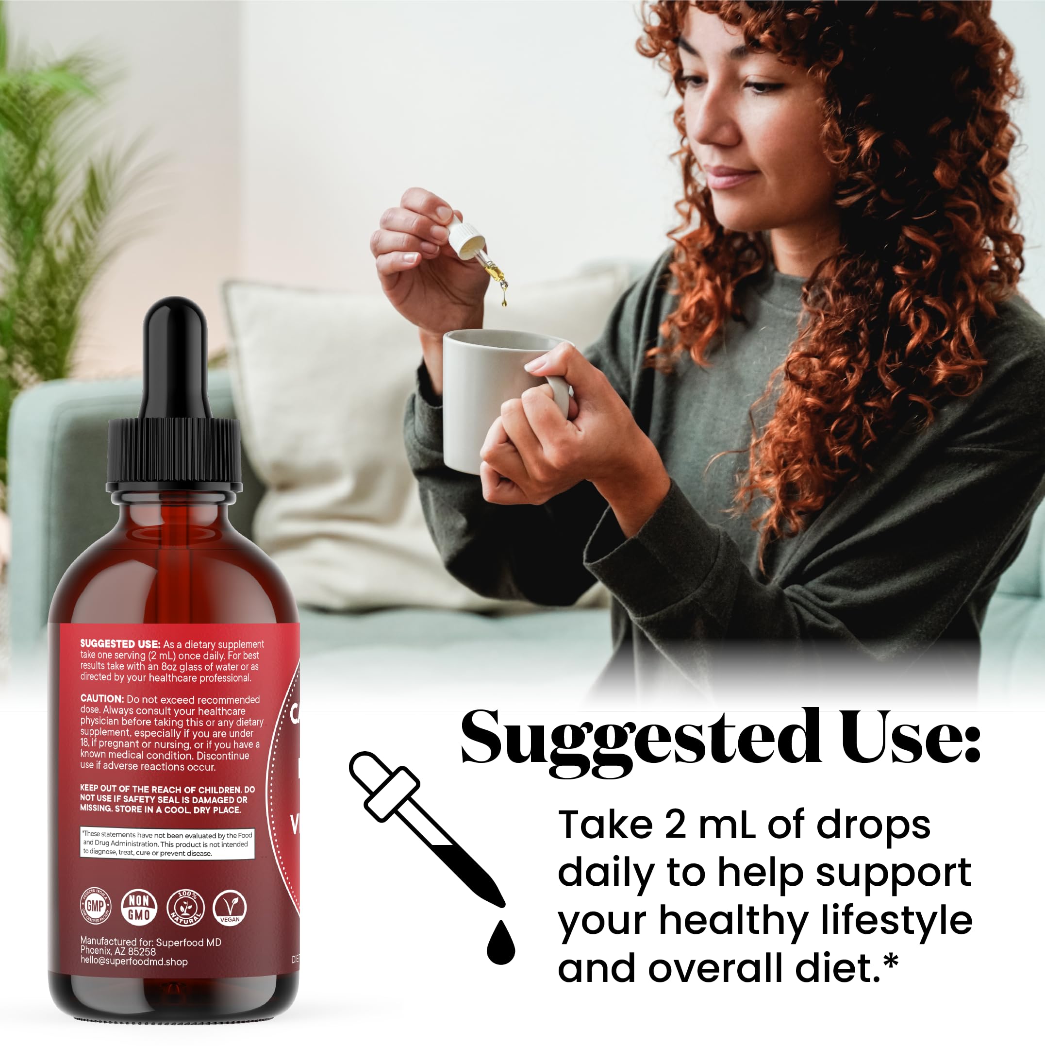 Superfood MD Cinnamon Extract vial displays warming flavor and versatile spice use.