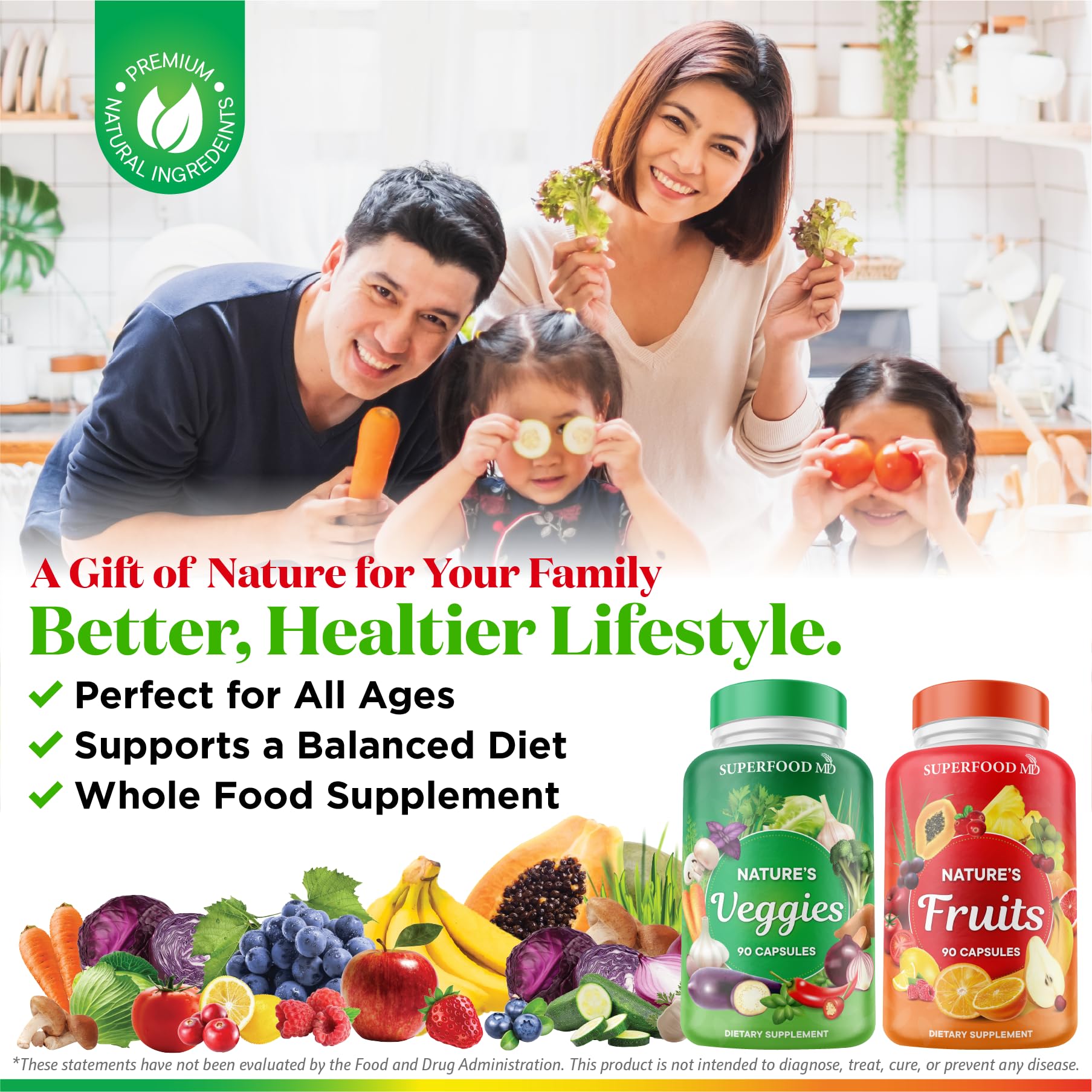Superfood MD bottle pour showing easy daily capsule intake.