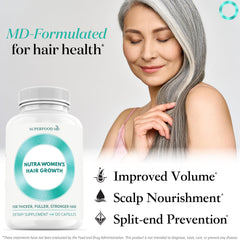 Superfood MD Women's Balance bottle label highlights soy-free formula and 26 nutrients.