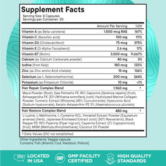 Superfood MD Women's Balance capsules closeup shows daily hair support.