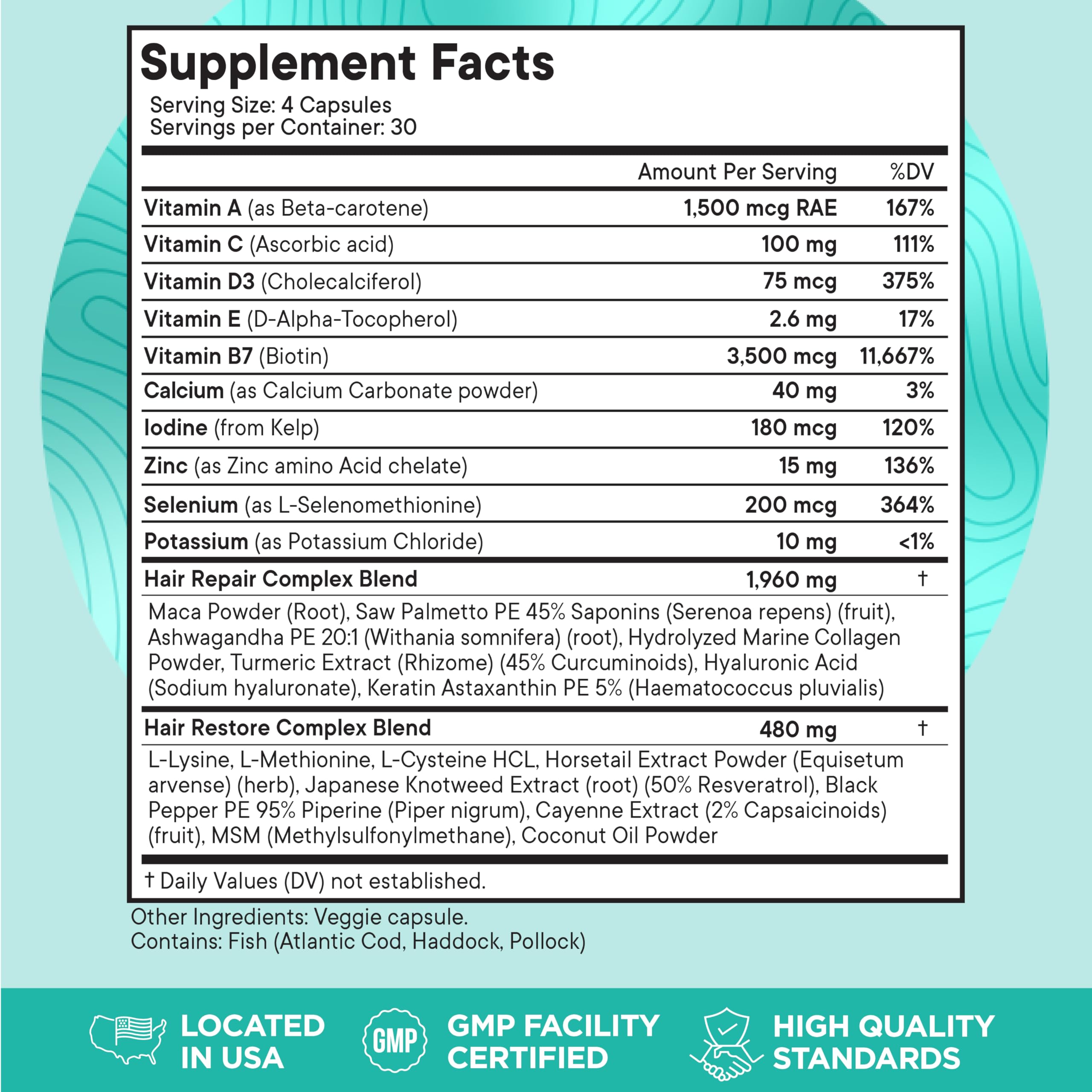 Ingredient label on Superfood MD Women's Balance highlighting beta carotene and minerals