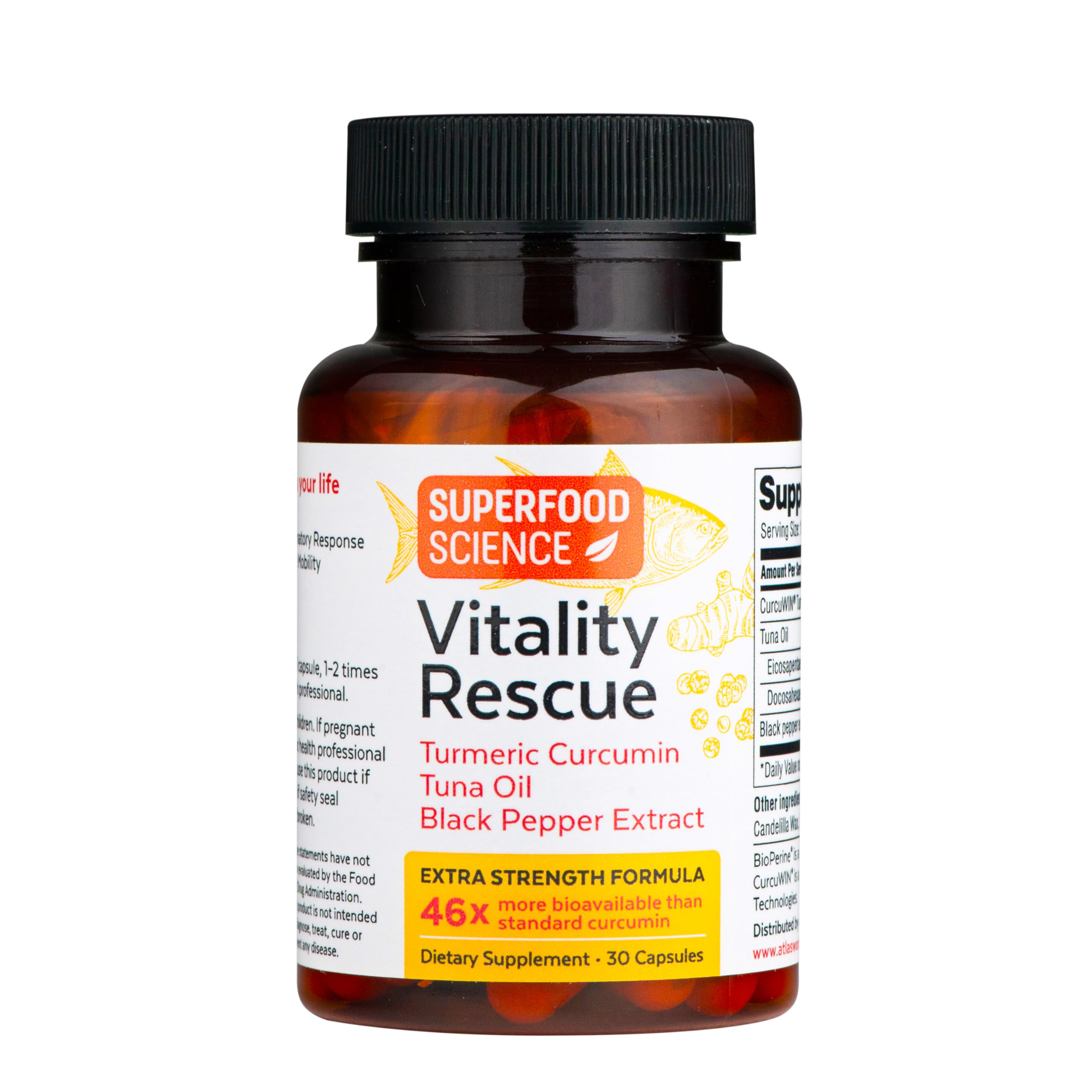 Active lifestyle scene with a person taking a Vitality Rescue capsule