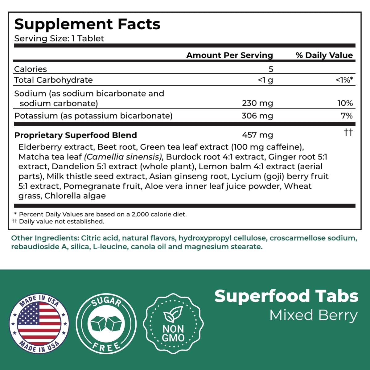 Packaging tube of Superfood Tabs detox product.