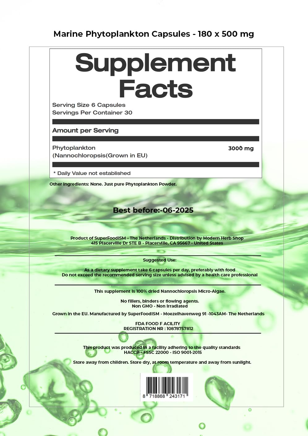 SuperFoodISM Marine Phytoplankton capsules for easy daily intake